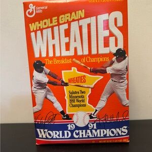 Signed 1991 World Championships and 1987 World Championships Wheaties Cereal Box